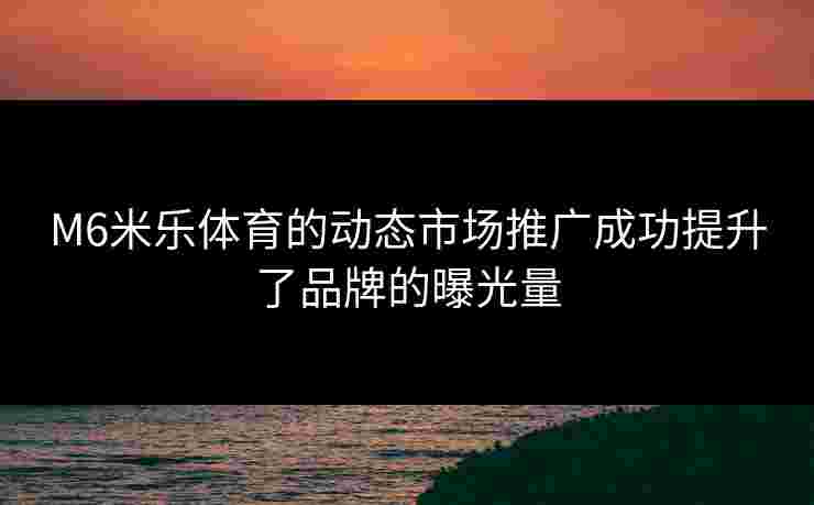 M6米乐体育的动态市场推广成功提升了品牌的曝光量